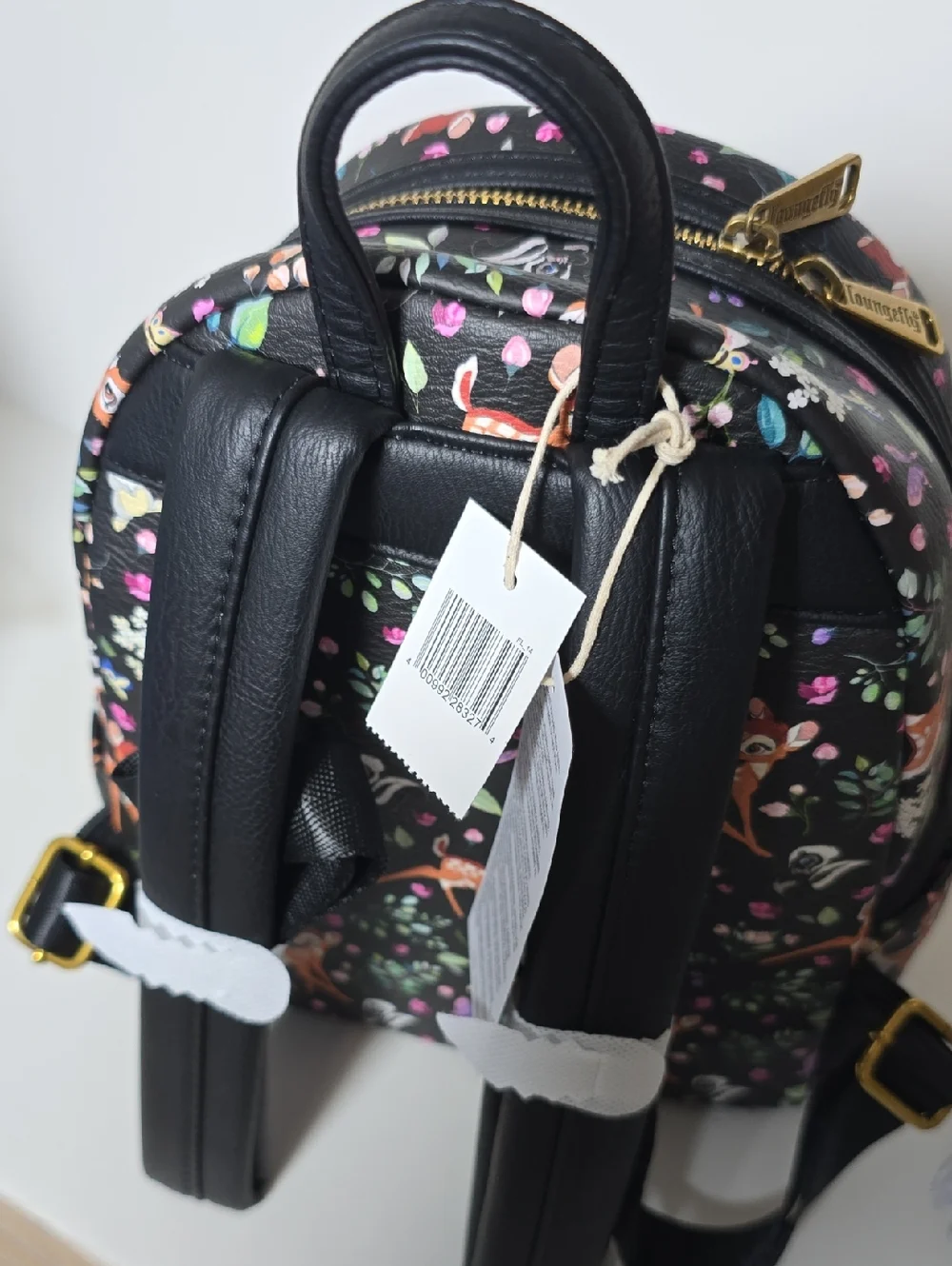 Disney Parks Loungefly Bambi AOP Black Floral Mini Backpack NWT